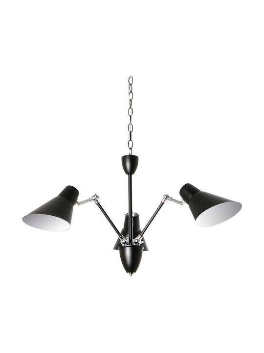 Aca Pendant Light Three-Light for Socket E27 Black