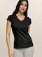Bodymove Women's Athletic T-shirt with V Neck Black