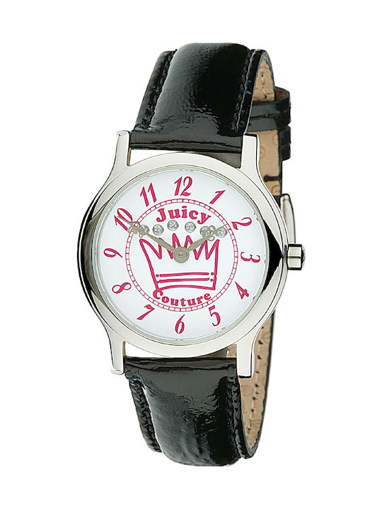 Juicy Couture Black Leather Strap Watch with Black Leather Strap