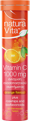 Natura Vita Vitamin C Βιταμίνη για Ενέργεια, το Ανοσοποιητικό & τo Δέρμα 1000mg Πορτοκάλι 20 αναβράζοντα δισκία