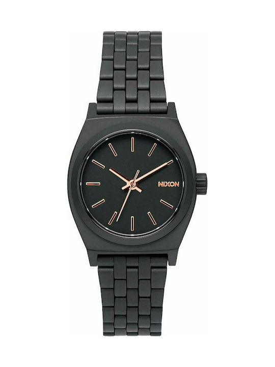 Nixon Small Time Teller Watch Battery with Black Metal Bracelet