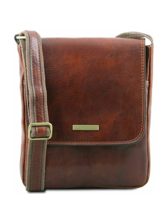 Tuscany Leather John TL141408 Δερμάτινη Ανδρική Τσάντα Ταχυδρόμου σε Καφέ χρώμα