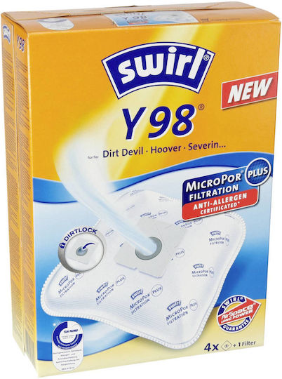 Swirl Y98 Vacuum Cleaner Bags 4pcs Compatible with Vacuum Cleaner Hoover / Severin / Dirt Devil