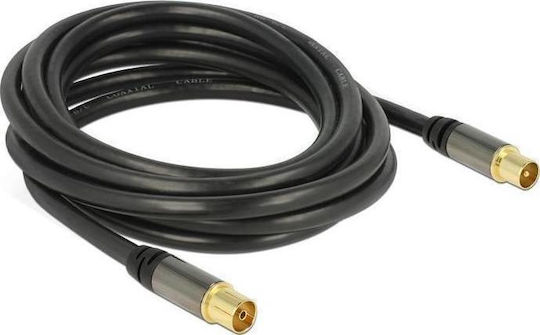 DeLock Καλώδιο Κεραίας Coax male - Coax female Μαύρο 3m (88924) 1τμχ