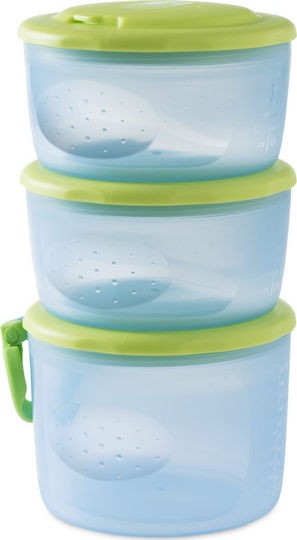 Chicco Plastic Baby Container for 6+ months 3pcs Green