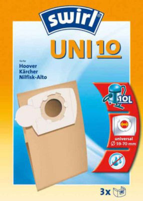 Swirl UNI10 Vacuum Cleaner Bags 3pcs Compatible with Hoover / Karcher / Nilfisk Vacuum Cleaners