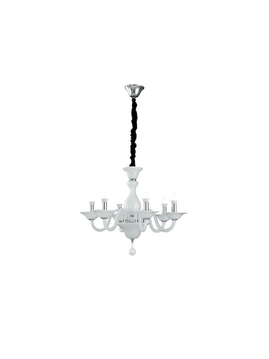 Fan Europe Soffio Candelabru 6xE14 Ø66cm cu Lumânări Alb I-SOFFIO/6