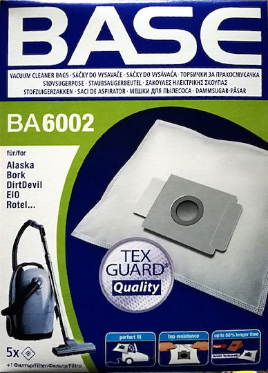 Base BA6002 Σακούλες Σκούπας 5τμχ Συμβατή με Σκούπα Dirt Devil