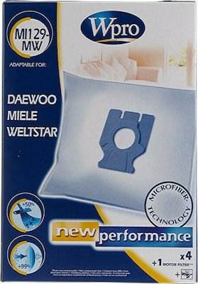 Wpro MI129-MW Vacuum Cleaner Bags 4pcs Compatible with Miele Vacuum Cleaners