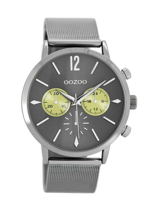 Oozoo Timepieces Ρολόι Χρονογράφος με Γκρι Μεταλλικό Μπρασελέ