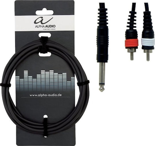 Alpha Audio Кабел 6,3 мм мъжки - 2x RCA мъжки 3м Черен (190.145)