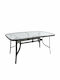 Outdoor Dinner Table with Glass Surface and Metal Frame Gray 150x90x72cm