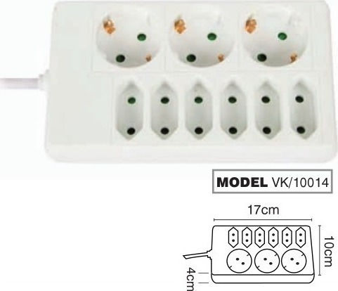 VK Lighting VK/10014 Power Strip 9 Positions