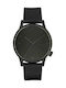 Komono Winston Regal Watch Battery with Black Leather Strap