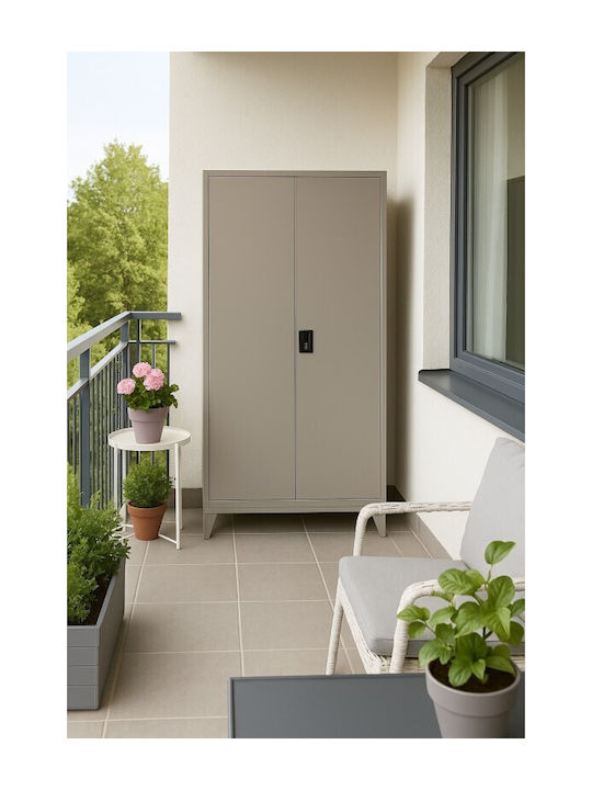 Dulap Metalic Dublu-Foi Galvanizat cu Posibilitate de Închidere cu 4 Rafturi 90x45x191cm