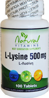 Natural Vitamins L-Lysine 500mg 100 ταμπλέτες