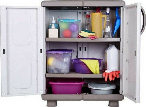 Double Door Wardrobe Smart Cabinet Plastic with 2 Shelves 73x44x96cm