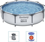 Bestway Piscină PVC cu cadru metalic & cu Pompă de Filtrare 305x305x76buc Alb