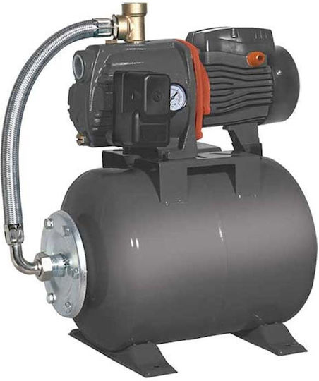 Leo Group AJm75A3 Einstufig Einphasig Wasserdruckpumpe mit Horizontal Behälter 25 Liter 1hp