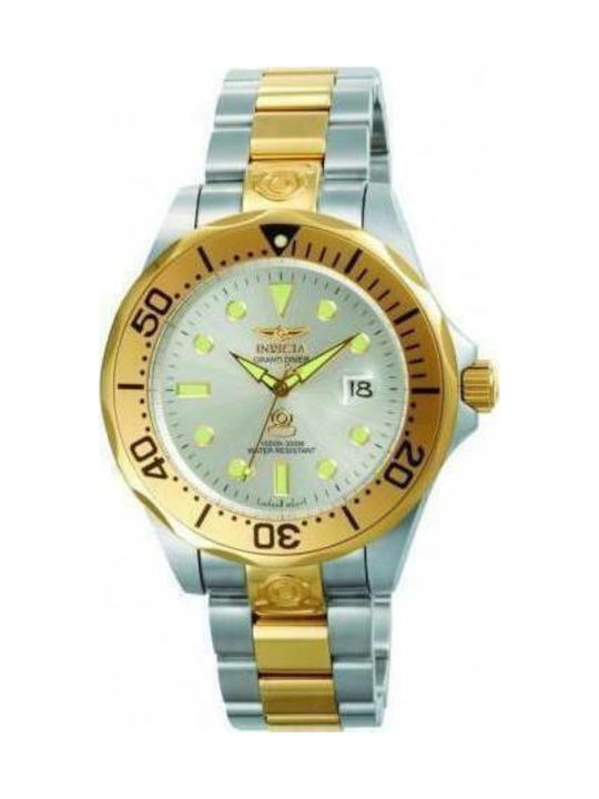 Invicta Pro Diver Watch Battery with Silver Metal Bracelet