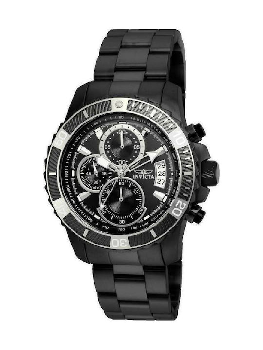 Invicta Pro Diver Watch Chronograph Battery with Black Metal Bracelet