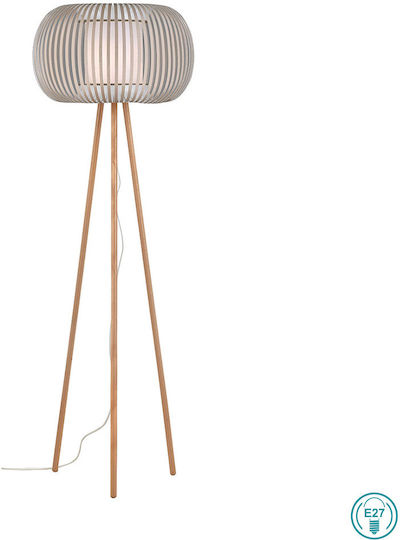 Viokef Iris Lampadar De Podea Înălțime 150xLungime 50cm Cu Bază De Bec E27 Bej / Stejar