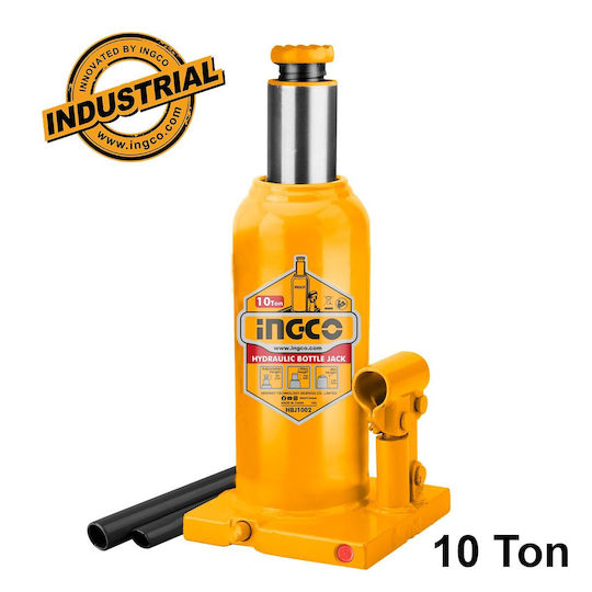 Ingco Hydraulic Bottle Jack with Lifting Capacity up to 46cm and Weight Capacity up to 10 Tons