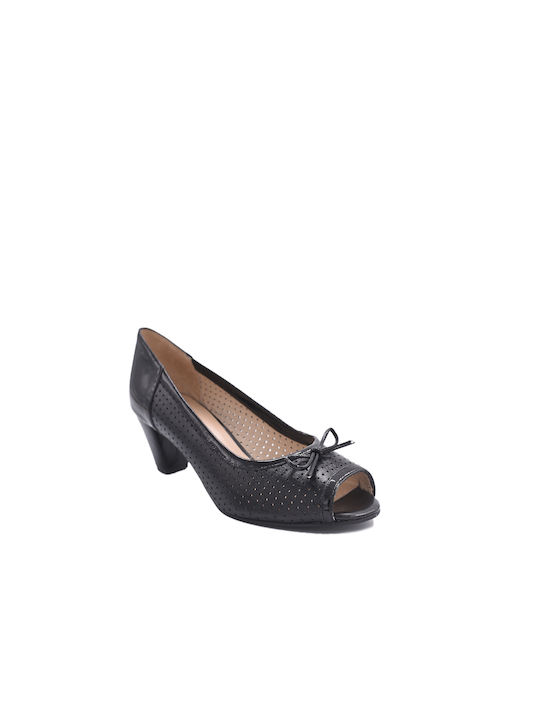 Milaneza Din piele Peep Toe Pantofi cu toc Negre