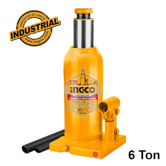 Ingco Hydraulic Bottle Jack with Lifting Capacity up to 41.3cm and Weight Capacity up to 6 Tons
