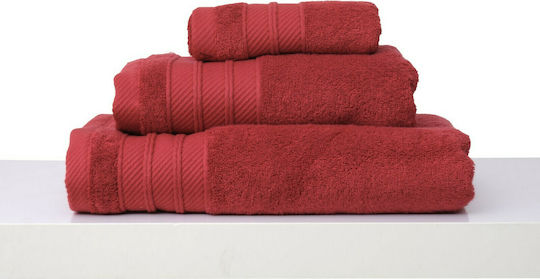 Anna Riska Σετ Πετσέτες Μπάνιου 3τμχ Soft Red Βάρους 600gr/m²
