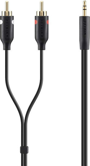 Belkin Καλώδιο Ήχου 3.5mm male - RCA male Μαύρο 2m με Επίχρυσους Ακροδέκτες F3Y116bt2M