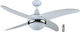 Primo CF48-4C1L 18.411 800249 Ceiling Fan 120cm with Light and Remote Control Silver