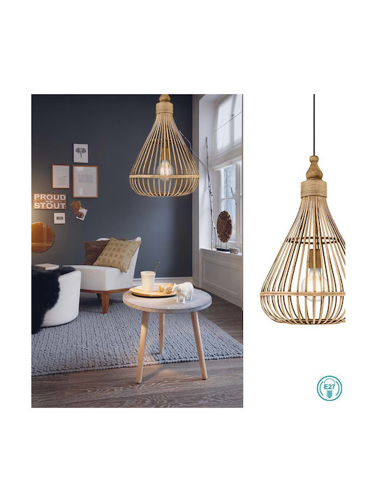 Eglo Amsfield Pendant Light Brown with Socket E27 35x110x110cm