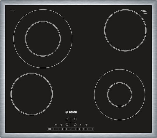 Bosch Ceramic Cooktop With Frame Autonomous Inox with Child Lock Function 58.3x51.3εκ.