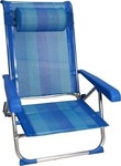 Sun Lounger-Armchair Beach Aluminium with Recline 7 Slots Blue