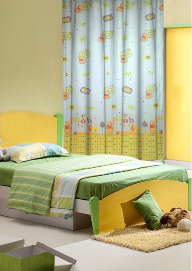 Disney Παιδική Κουρτίνα WP203 Winnie με Τρέσα Μπλε 140x290εκ.