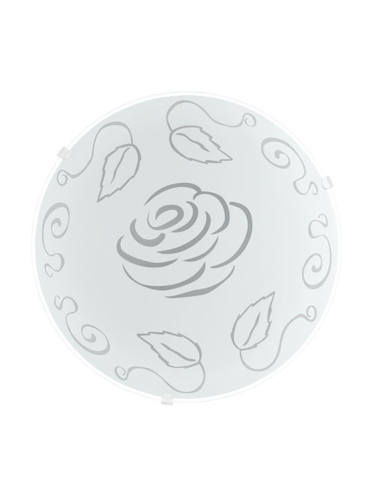 Eglo Mars Κλασική Γυάλινη Πλαφονιέρα Οροφής με Ντουί E27 σε Λευκό χρώμα 25cm