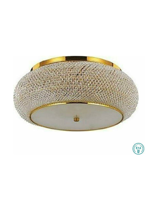 Ideal Lux Pasha PL10 Classic Ceiling Light with Socket E14 with Crystals 55pcs Gold