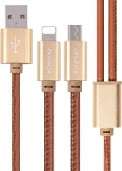 Awei CL-987 Braided USB to micro USB / Lightning Cable Μπεζ 1m