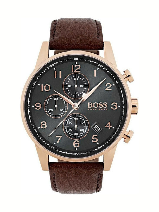 Boss Navigator Ρολόι Μπαταρίας με Δερμάτινο Λουράκι Boss Navigator Ρολόι Μπαταρίας με Δερμάτινο Λουράκι