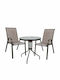 Dining Set for Small Outdoor Spaces Chairs 3 Pieces Brown