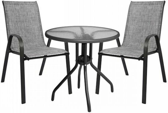 Dining Set For Small Outdoor Spaces Leon 3 Pieces Gray