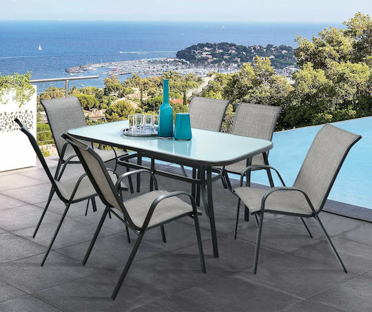 Outdoor Dining Set BRUNO 7pcs Gray
