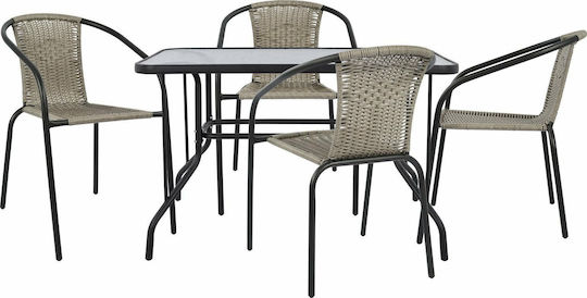 Outdoor Dining Set 5 Pieces Grey