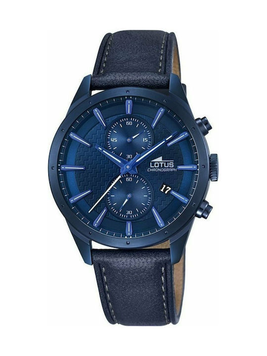 Lotus Watches Watch Chronograph Battery with Blue Leather Strap 18315/1