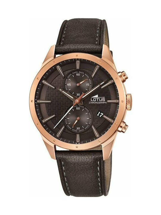 Lotus Watches Uhr Chronograph Batterie mit Braun Lederarmband 18314/1