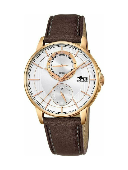 Lotus Watches Uhr Chronograph Batterie mit Braun Lederarmband 18324/1