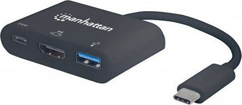 Manhattan USB-C Docking Station με HDMI 4K PD Μαύρο (152037)