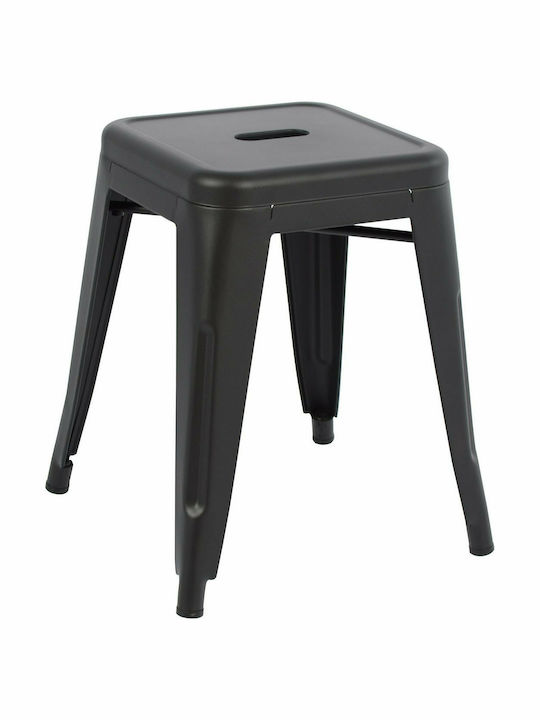 Metallic Stool Outdoor Melita Μαύρο Ματ 1pcs 39x39x46cm