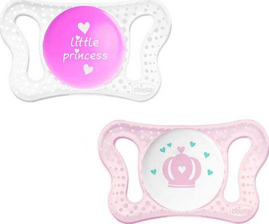 Chicco 75121-11 Orthodontic Pacifiers Silicone Little Princess - Pink for 0-2 months 2pcs